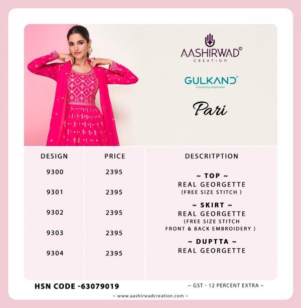 Aashirwad Gulkand Pari 9300 Series Georgette Stylist Wear Salwar Kameez